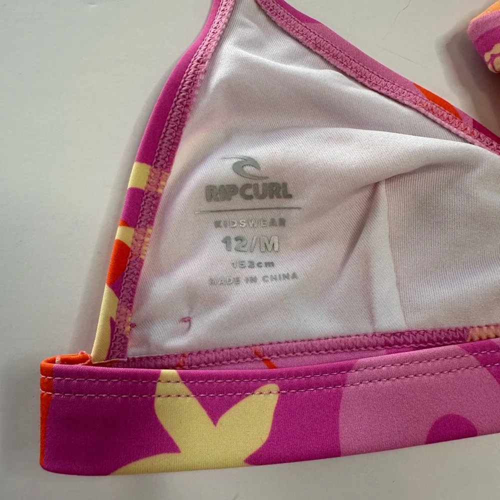 Rip Curl Bikini Tropical Dawn T Back Knot Purple Pink Orange NWT Girls Size 12